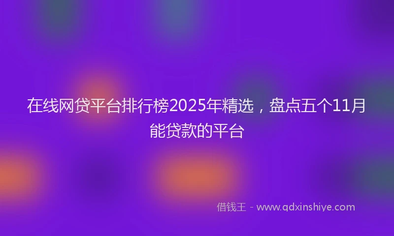 在线网贷平台排行榜2025年精选，盘点五个11月能贷款的平台