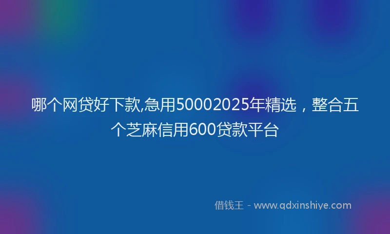 哪个网贷好下款,急用50002025年精选，整合五个芝麻信用600贷款平台