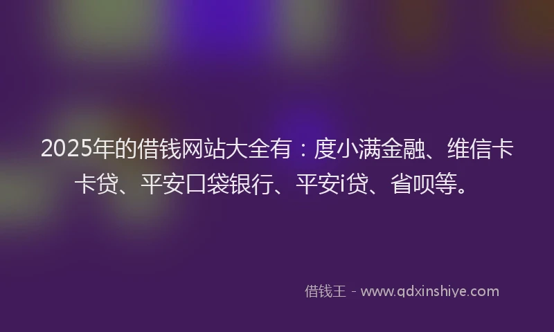 2025年的借钱网站大全有：度小满金融、维信卡卡贷、平安口袋银行、平安i贷、省呗等。