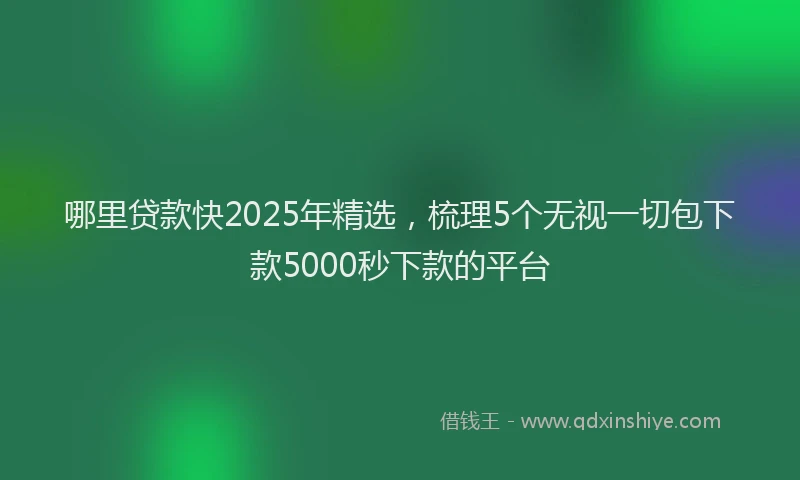哪里贷款快2025年精选，梳理5个无视一切包下款5000秒下款的平台