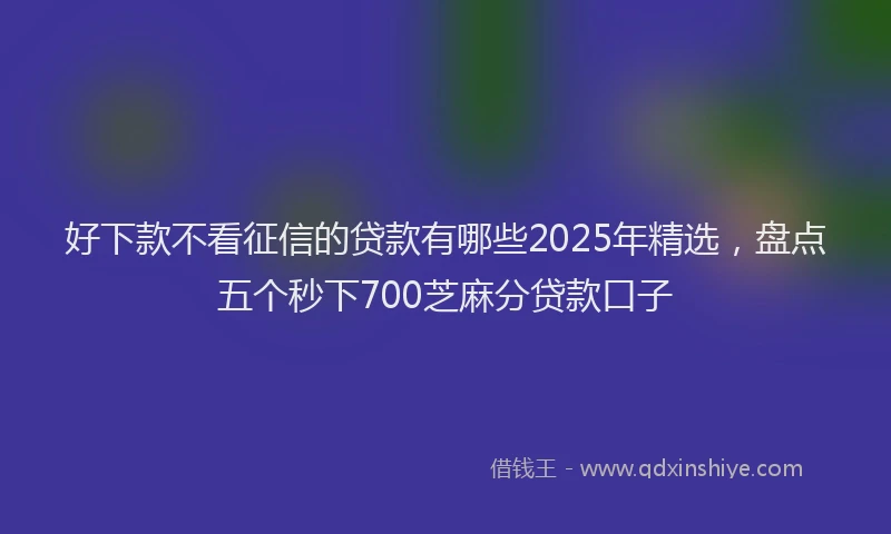 好下款不看征信的贷款有哪些2025年精选，盘点五个秒下700芝麻分贷款口子