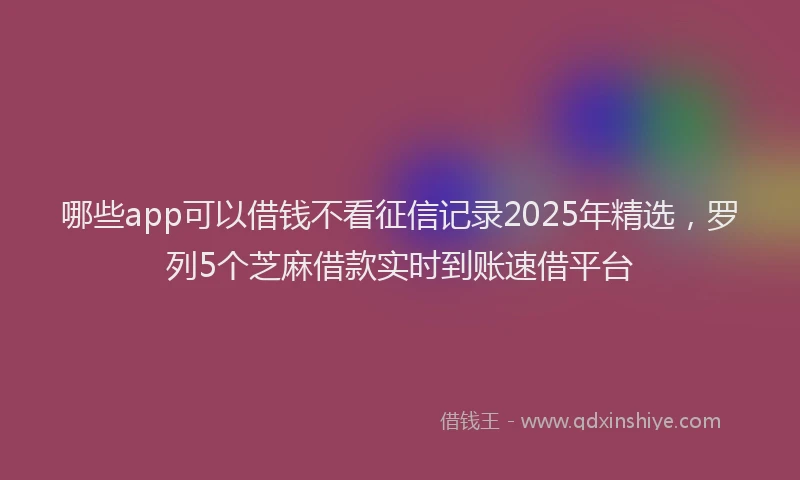 哪些app可以借钱不看征信记录2025年精选，罗列5个芝麻借款实时到账速借平台