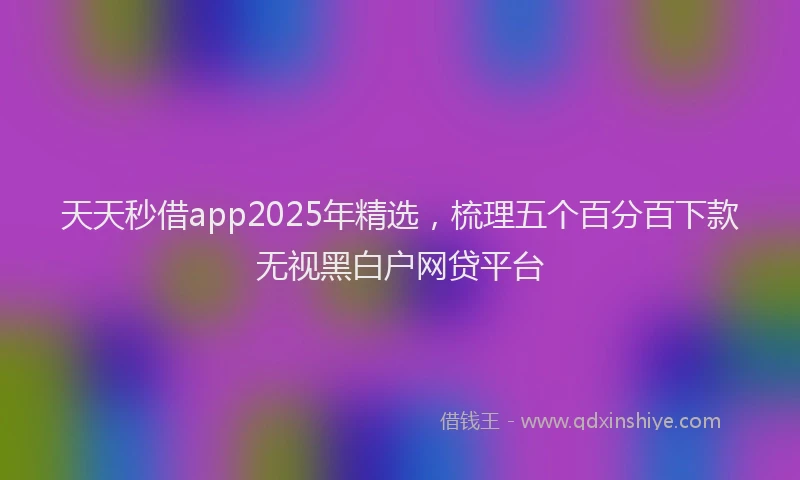 天天秒借app2025年精选，梳理五个百分百下款无视黑白户网贷平台