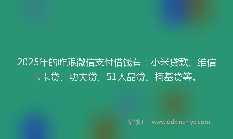2025年的咋跟微信支付借钱有：小米贷款、维信卡卡贷、功夫贷、51人品贷、柯基贷等。