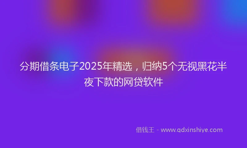 分期借条电子2025年精选，归纳5个无视黑花半夜下款的网贷软件