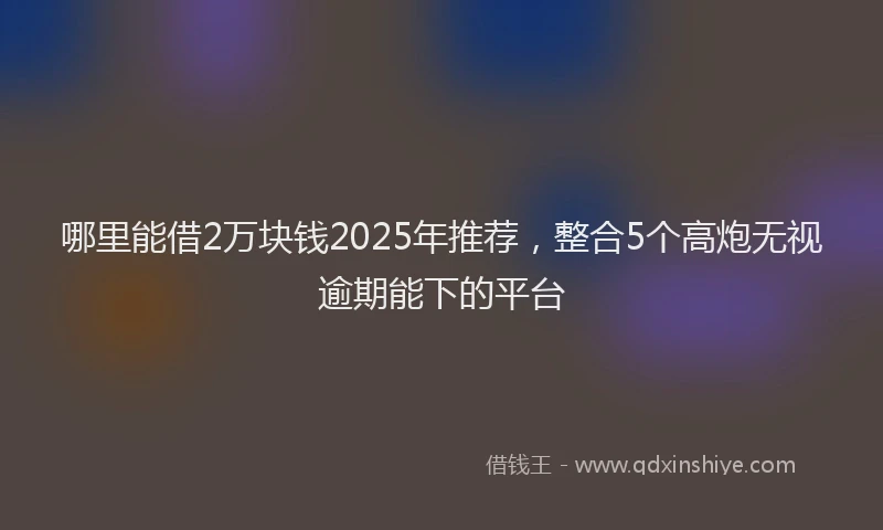 哪里能借2万块钱2025年推荐，整合5个高炮无视逾期能下的平台