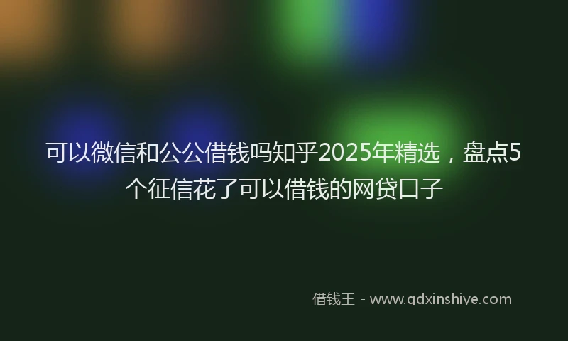 可以微信和公公借钱吗知乎2025年精选，盘点5个征信花了可以借钱的网贷口子