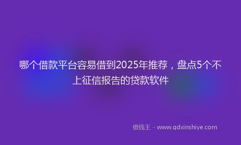 哪个借款平台容易借到2025年推荐，盘点5个不上征信报告的贷款软件