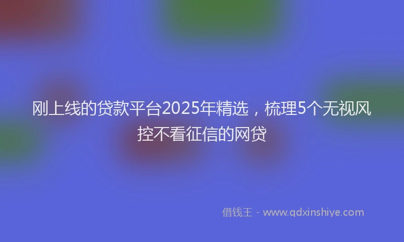 刚上线的贷款平台2025年精选，梳理5个无视风控不看征信的网贷