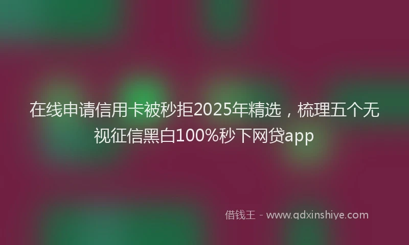 在线申请信用卡被秒拒2025年精选，梳理五个无视征信黑白100%秒下网贷app