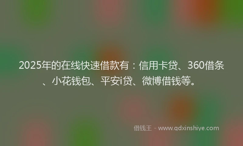 2025年的在线快速借款有：信用卡贷、360借条、小花钱包、平安i贷、微博借钱等。