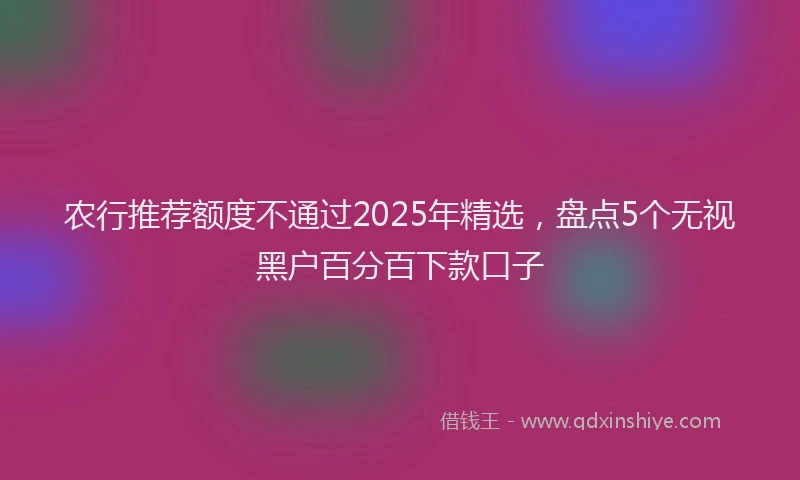 农行推荐额度不通过2025年精选，盘点5个无视黑户百分百下款口子