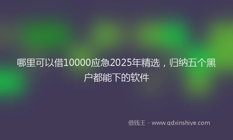 哪里可以借10000应急2025年精选，归纳五个黑户都能下的软件