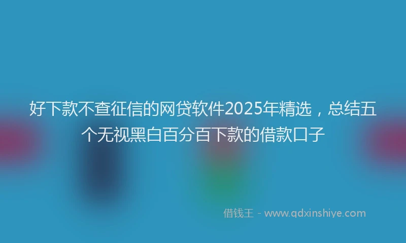 好下款不查征信的网贷软件2025年精选，总结五个无视黑白百分百下款的借款口子