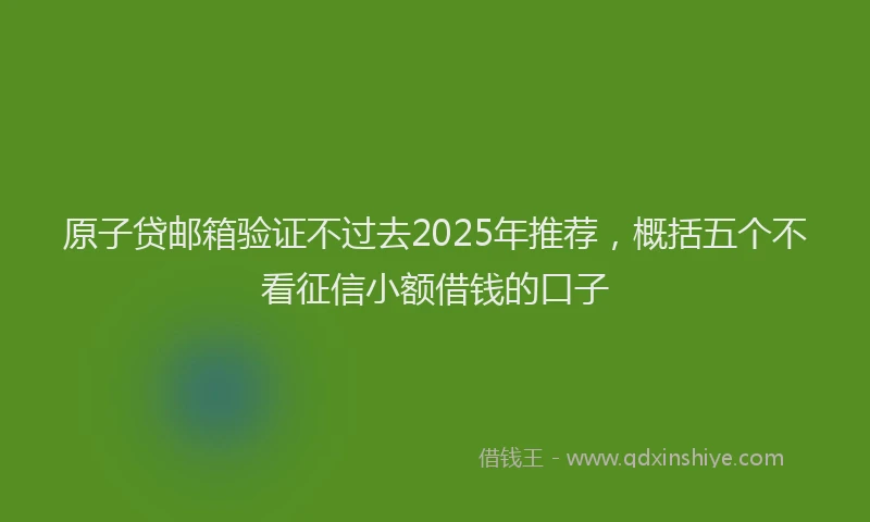 原子贷邮箱验证不过去2025年推荐，概括五个不看征信小额借钱的口子