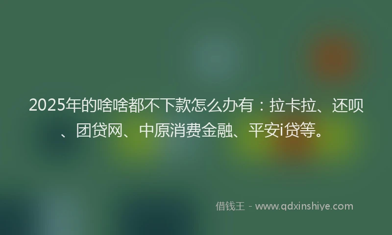 2025年的啥啥都不下款怎么办有：拉卡拉、还呗、团贷网、中原消费金融、平安i贷等。