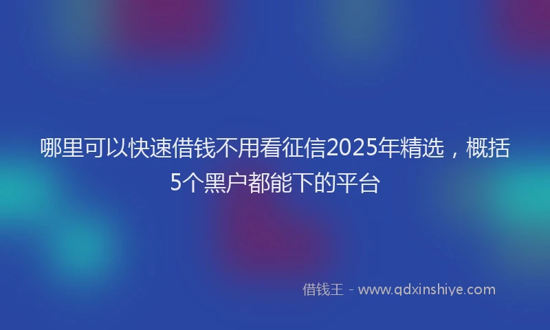 哪里可以快速借钱不用看征信2025年精选，概括5个黑户都能下的平台