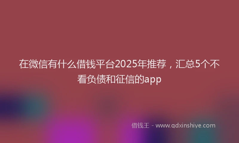 在微信有什么借钱平台2025年推荐，汇总5个不看负债和征信的app