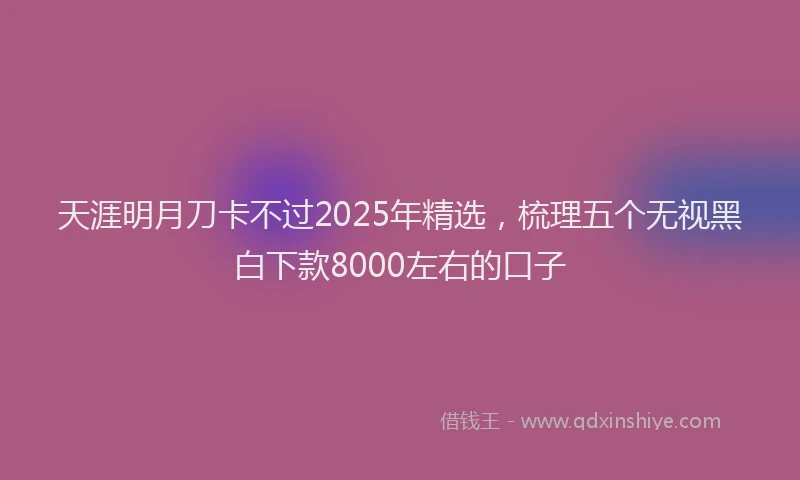天涯明月刀卡不过2025年精选，梳理五个无视黑白下款8000左右的口子