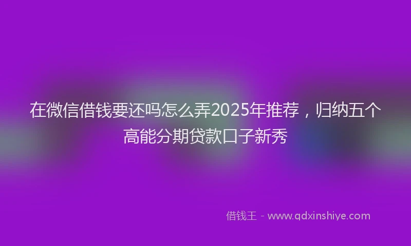 在微信借钱要还吗怎么弄2025年推荐，归纳五个高能分期贷款口子新秀