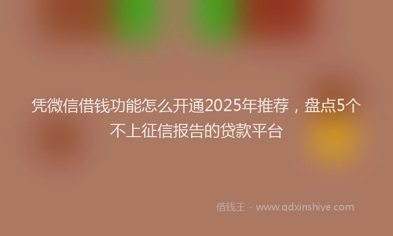 凭微信借钱功能怎么开通2025年推荐，盘点5个不上征信报告的贷款平台