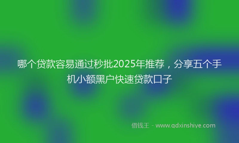 哪个贷款容易通过秒批2025年推荐，分享五个手机小额黑户快速贷款口子
