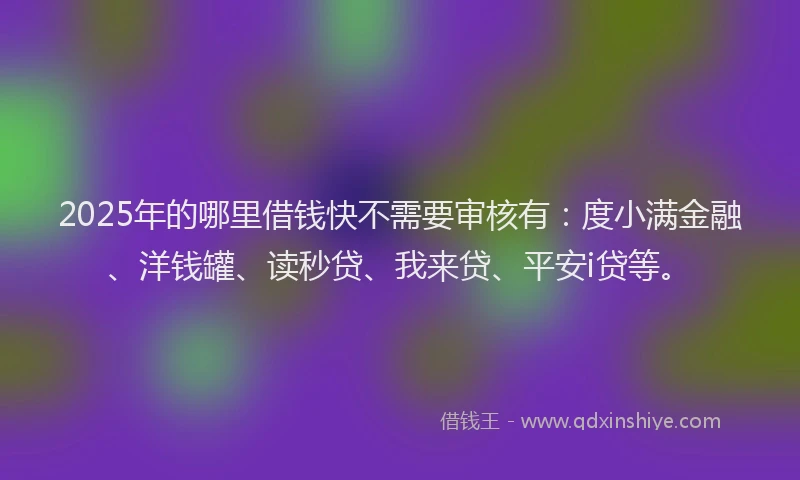 2025年的哪里借钱快不需要审核有：度小满金融、洋钱罐、读秒贷、我来贷、平安i贷等。