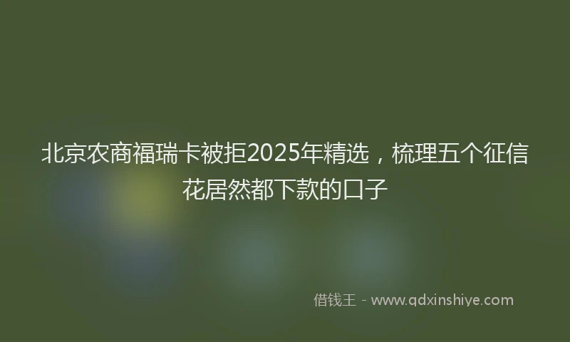 北京农商福瑞卡被拒2025年精选，梳理五个征信花居然都下款的口子