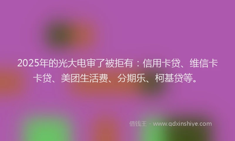 2025年的光大电审了被拒有：信用卡贷、维信卡卡贷、美团生活费、分期乐、柯基贷等。