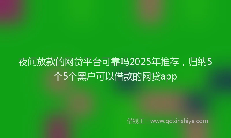 夜间放款的网贷平台可靠吗2025年推荐，归纳5个5个黑户可以借款的网贷app