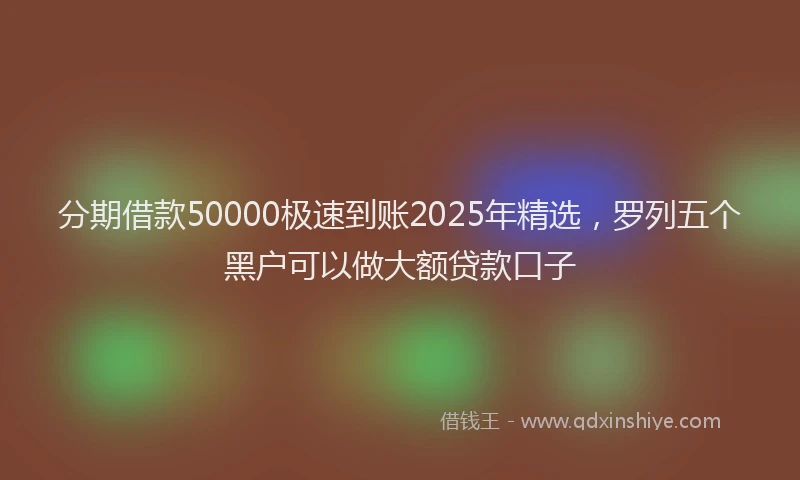 分期借款50000极速到账2025年精选，罗列五个黑户可以做大额贷款口子