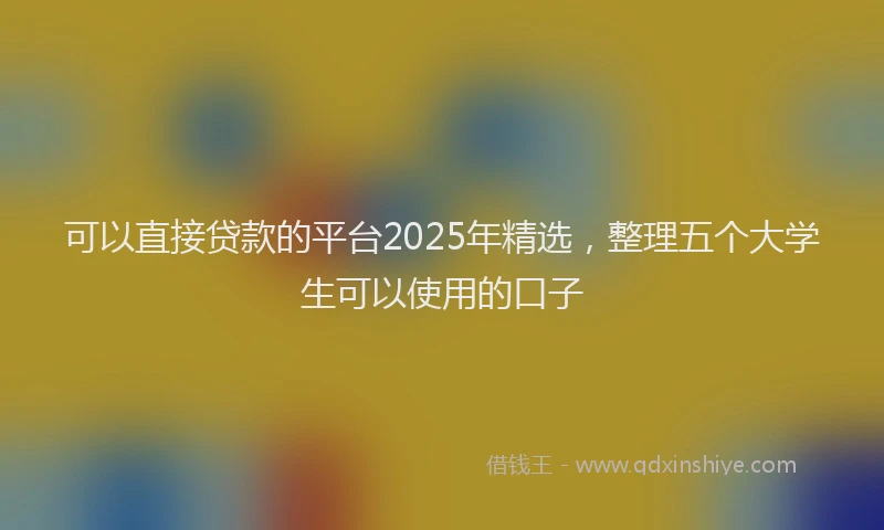 可以直接贷款的平台2025年精选，整理五个大学生可以使用的口子