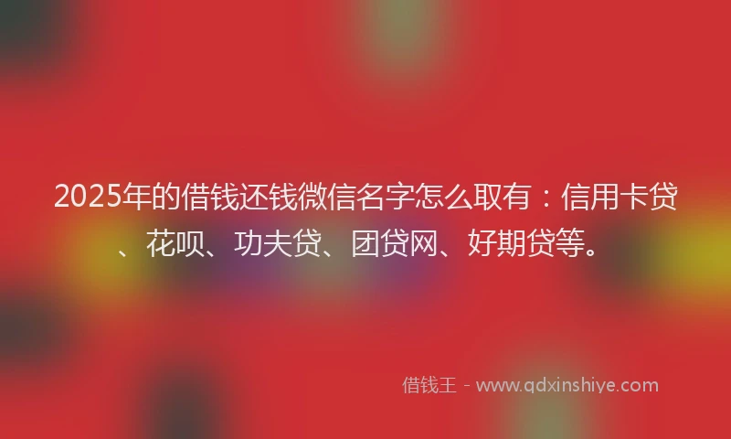 2025年的借钱还钱微信名字怎么取有：信用卡贷、花呗、功夫贷、团贷网、好期贷等。
