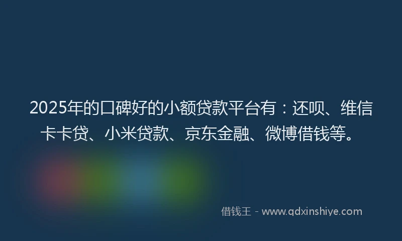 2025年的口碑好的小额贷款平台有：还呗、维信卡卡贷、小米贷款、京东金融、微博借钱等。