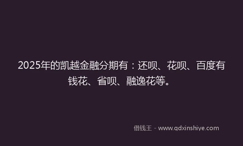 2025年的凯越金融分期有：还呗、花呗、百度有钱花、省呗、融逸花等。