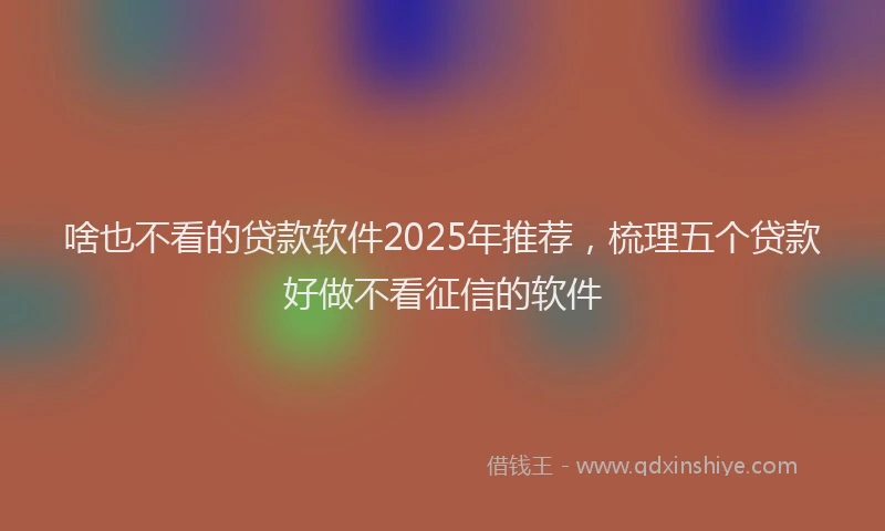 啥也不看的贷款软件2025年推荐，梳理五个贷款好做不看征信的软件
