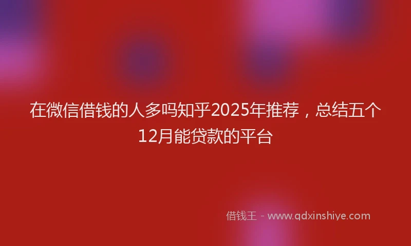 在微信借钱的人多吗知乎2025年推荐，总结五个12月能贷款的平台