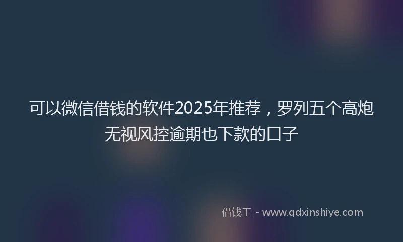 可以微信借钱的软件2025年推荐，罗列五个高炮无视风控逾期也下款的口子
