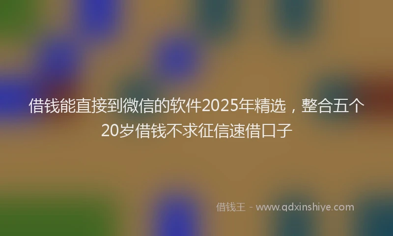 借钱能直接到微信的软件2025年精选，整合五个20岁借钱不求征信速借口子