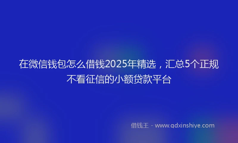 在微信钱包怎么借钱2025年精选，汇总5个正规不看征信的小额贷款平台