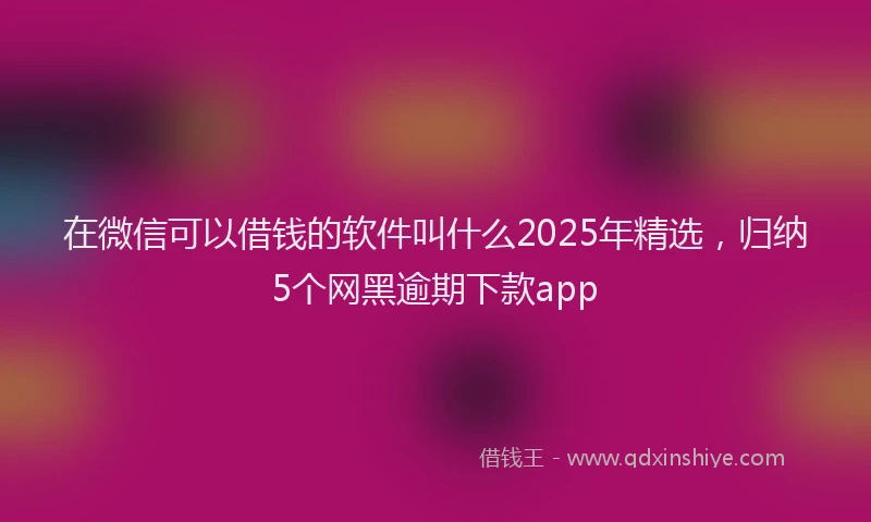 在微信可以借钱的软件叫什么2025年精选，归纳5个网黑逾期下款app