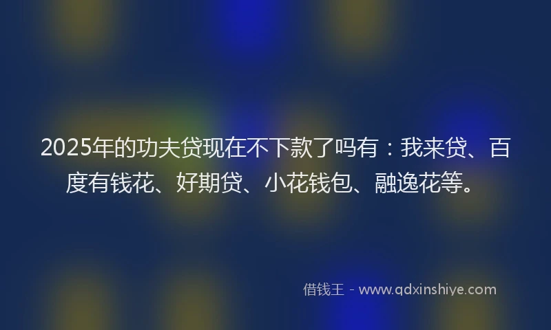 2025年的功夫贷现在不下款了吗有：我来贷、百度有钱花、好期贷、小花钱包、融逸花等。