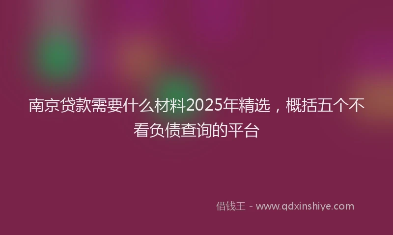 南京贷款需要什么材料2025年精选，概括五个不看负债查询的平台