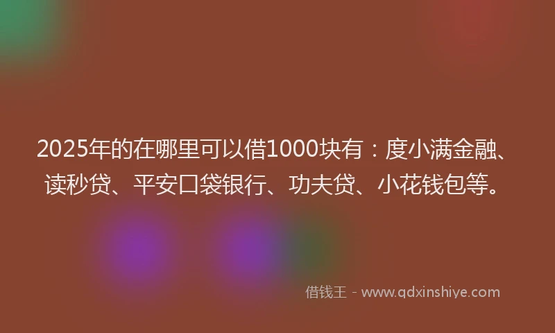 2025年的在哪里可以借1000块有：度小满金融、读秒贷、平安口袋银行、功夫贷、小花钱包等。
