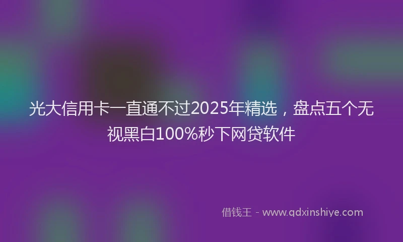 光大信用卡一直通不过2025年精选，盘点五个无视黑白100%秒下网贷软件