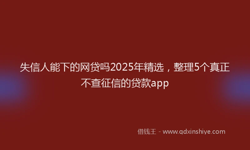失信人能下的网贷吗2025年精选，整理5个真正不查征信的贷款app