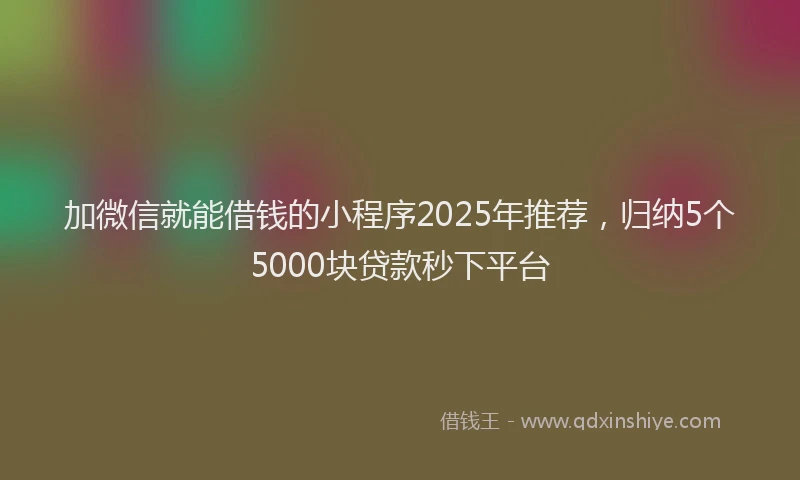 加微信就能借钱的小程序2025年推荐，归纳5个5000块贷款秒下平台