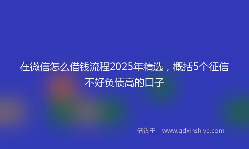 在微信怎么借钱流程2025年精选，概括5个征信不好负债高的口子