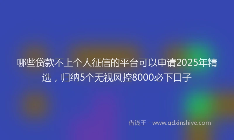 哪些贷款不上个人征信的平台可以申请2025年精选，归纳5个无视风控8000必下口子