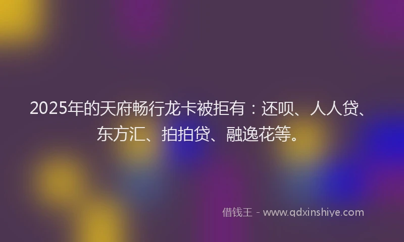 2025年的天府畅行龙卡被拒有：还呗、人人贷、东方汇、拍拍贷、融逸花等。